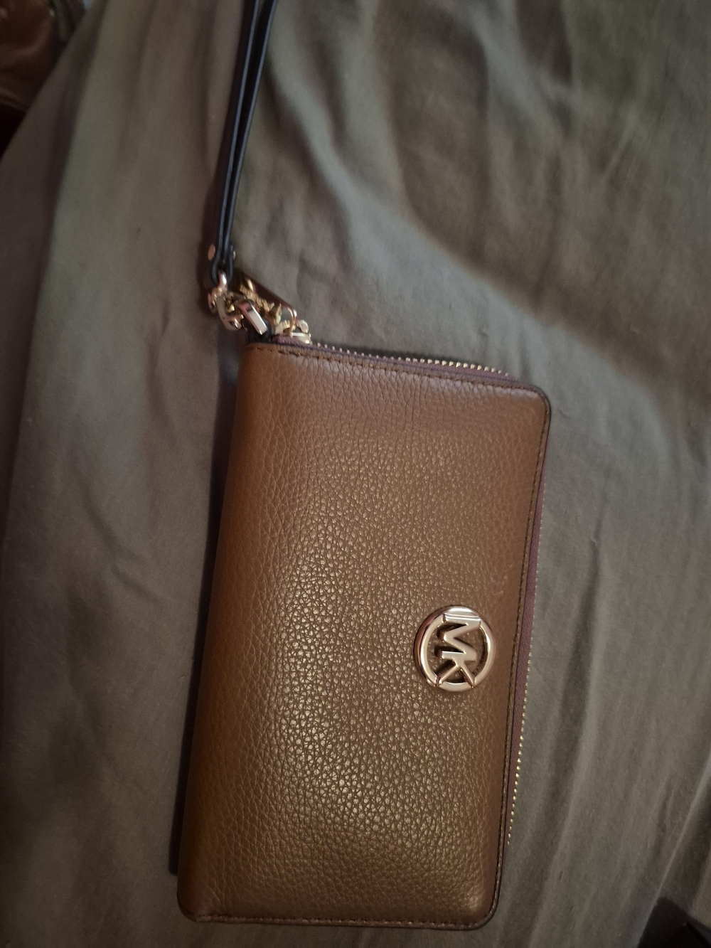 Michael Kors Tan Pebbled Leather Zip Wristlet